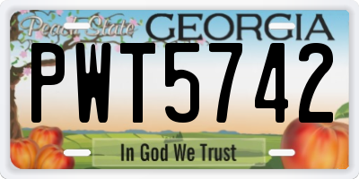 GA license plate PWT5742