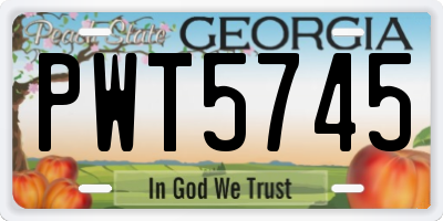 GA license plate PWT5745