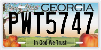 GA license plate PWT5747