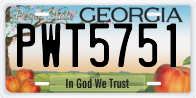 GA license plate PWT5751