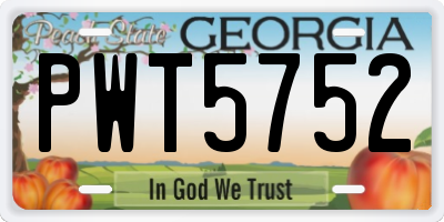 GA license plate PWT5752