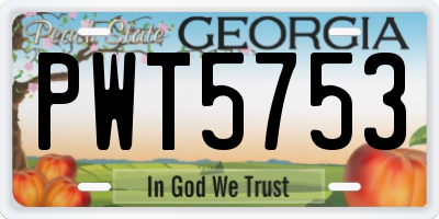 GA license plate PWT5753