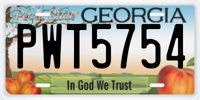GA license plate PWT5754