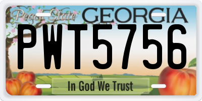 GA license plate PWT5756