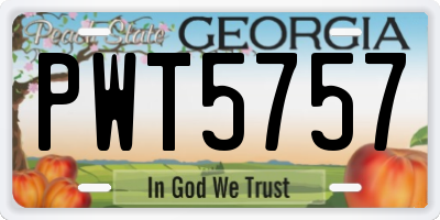 GA license plate PWT5757