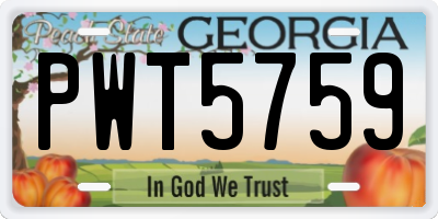 GA license plate PWT5759