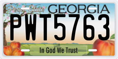 GA license plate PWT5763