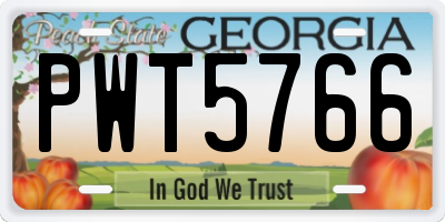 GA license plate PWT5766