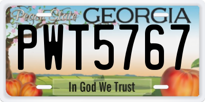 GA license plate PWT5767