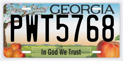 GA license plate PWT5768
