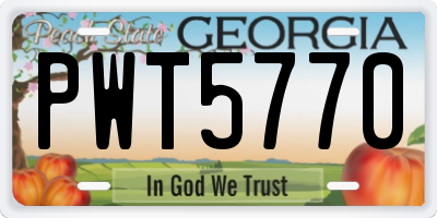 GA license plate PWT5770