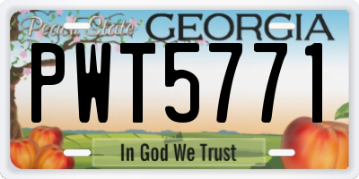 GA license plate PWT5771