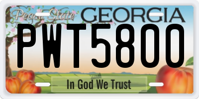 GA license plate PWT5800