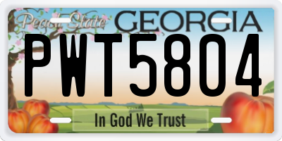 GA license plate PWT5804