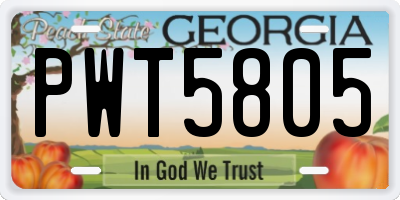GA license plate PWT5805
