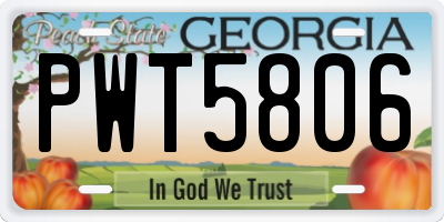 GA license plate PWT5806