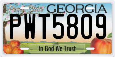 GA license plate PWT5809