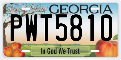 GA license plate PWT5810