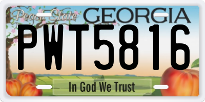 GA license plate PWT5816