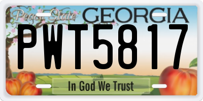 GA license plate PWT5817