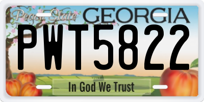 GA license plate PWT5822