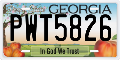 GA license plate PWT5826