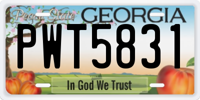 GA license plate PWT5831