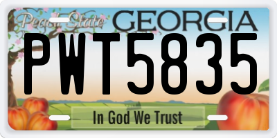 GA license plate PWT5835