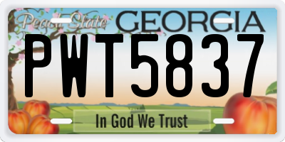 GA license plate PWT5837