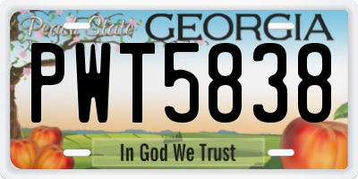 GA license plate PWT5838