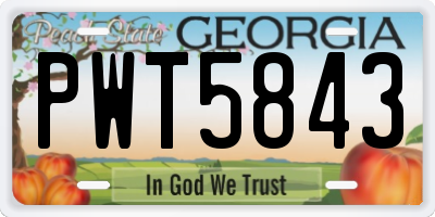 GA license plate PWT5843