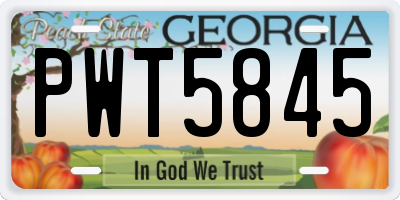 GA license plate PWT5845