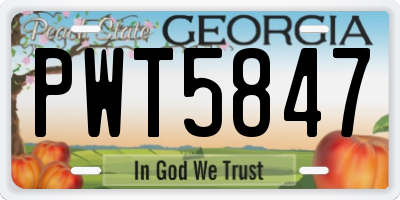 GA license plate PWT5847