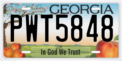 GA license plate PWT5848