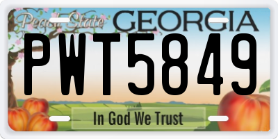 GA license plate PWT5849