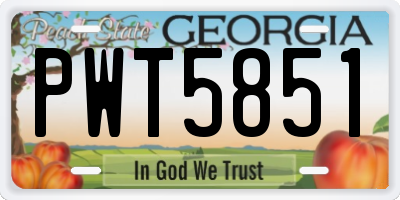 GA license plate PWT5851