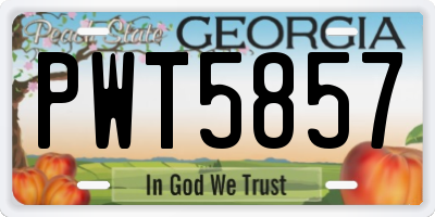 GA license plate PWT5857