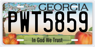GA license plate PWT5859