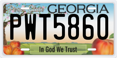 GA license plate PWT5860