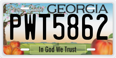 GA license plate PWT5862