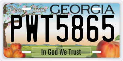 GA license plate PWT5865