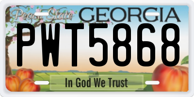 GA license plate PWT5868