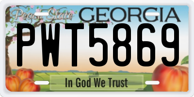 GA license plate PWT5869