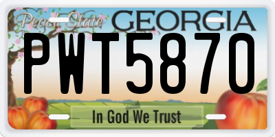 GA license plate PWT5870