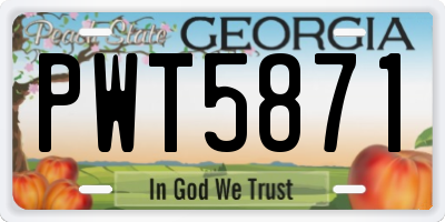 GA license plate PWT5871