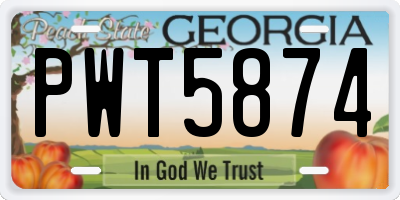 GA license plate PWT5874