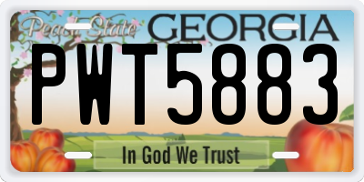 GA license plate PWT5883