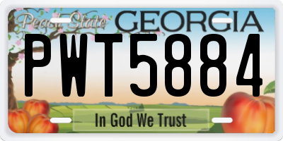 GA license plate PWT5884