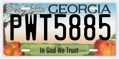 GA license plate PWT5885