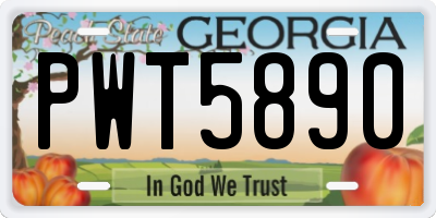 GA license plate PWT5890